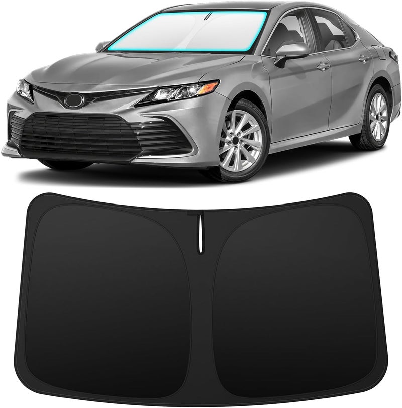 INSAUTO Foldable Windshield Sun Shade for Toyota Camry 2018-2024, Heat & UV Protection Car Sunshade with Storage Bag, Keep Interior Cool & Easy Installation - Image 1
